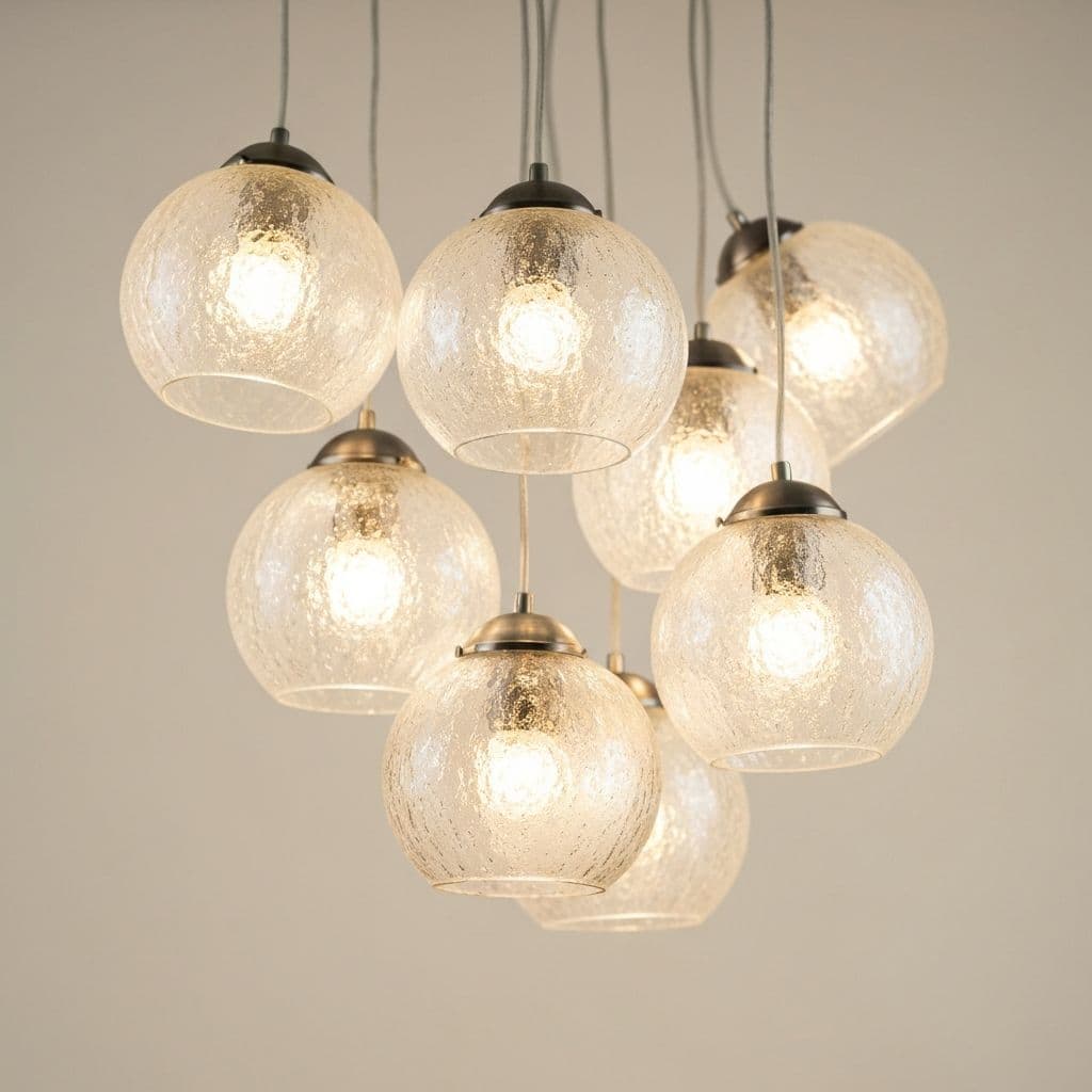 Elegant decorative pendant lights hanging in a dining area